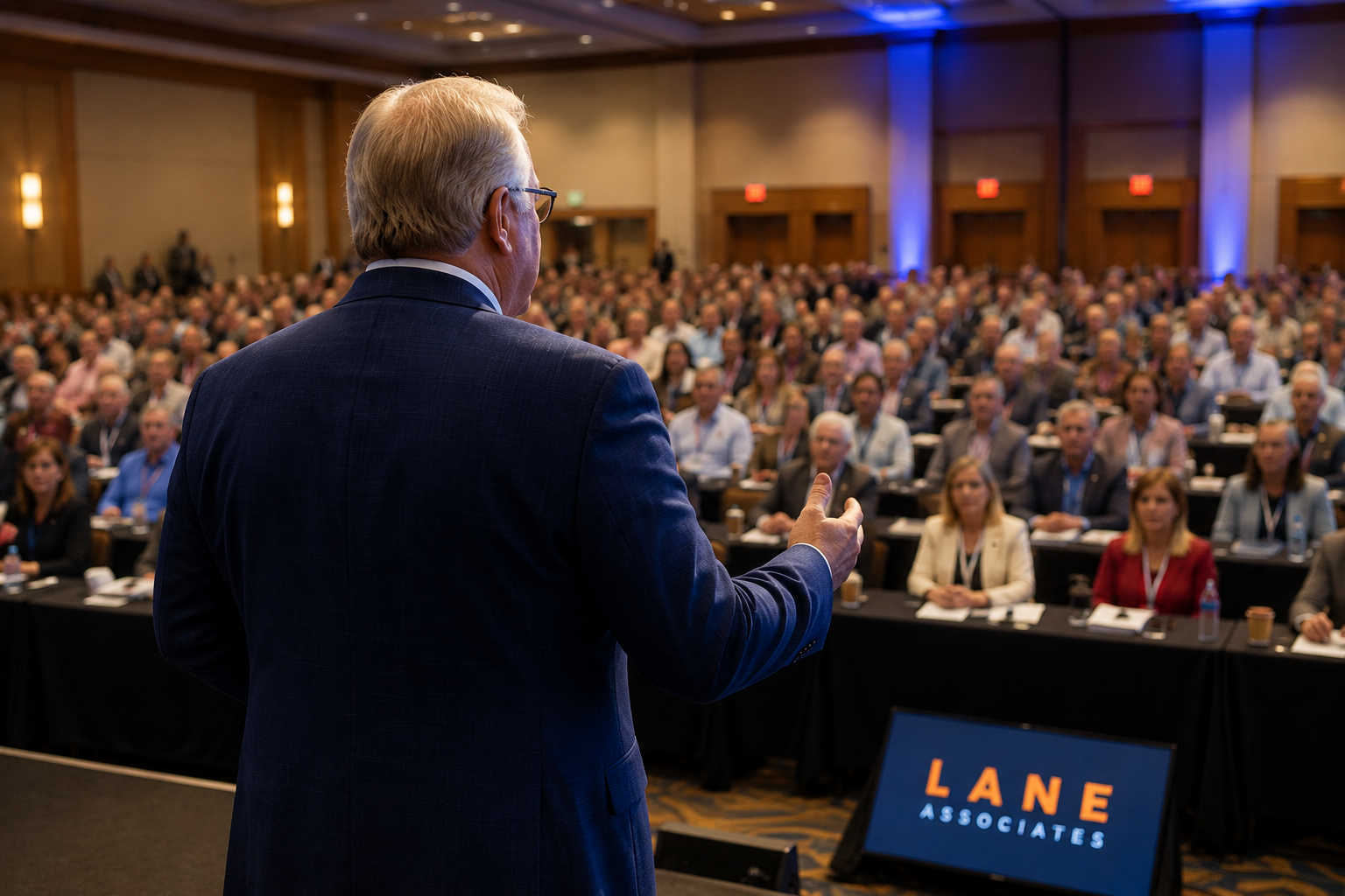 Lane speaking at a national housing conference